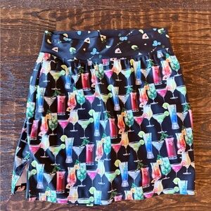 Colorful Cocktail Print Women's Skirt-perfect for pickleball or tennis